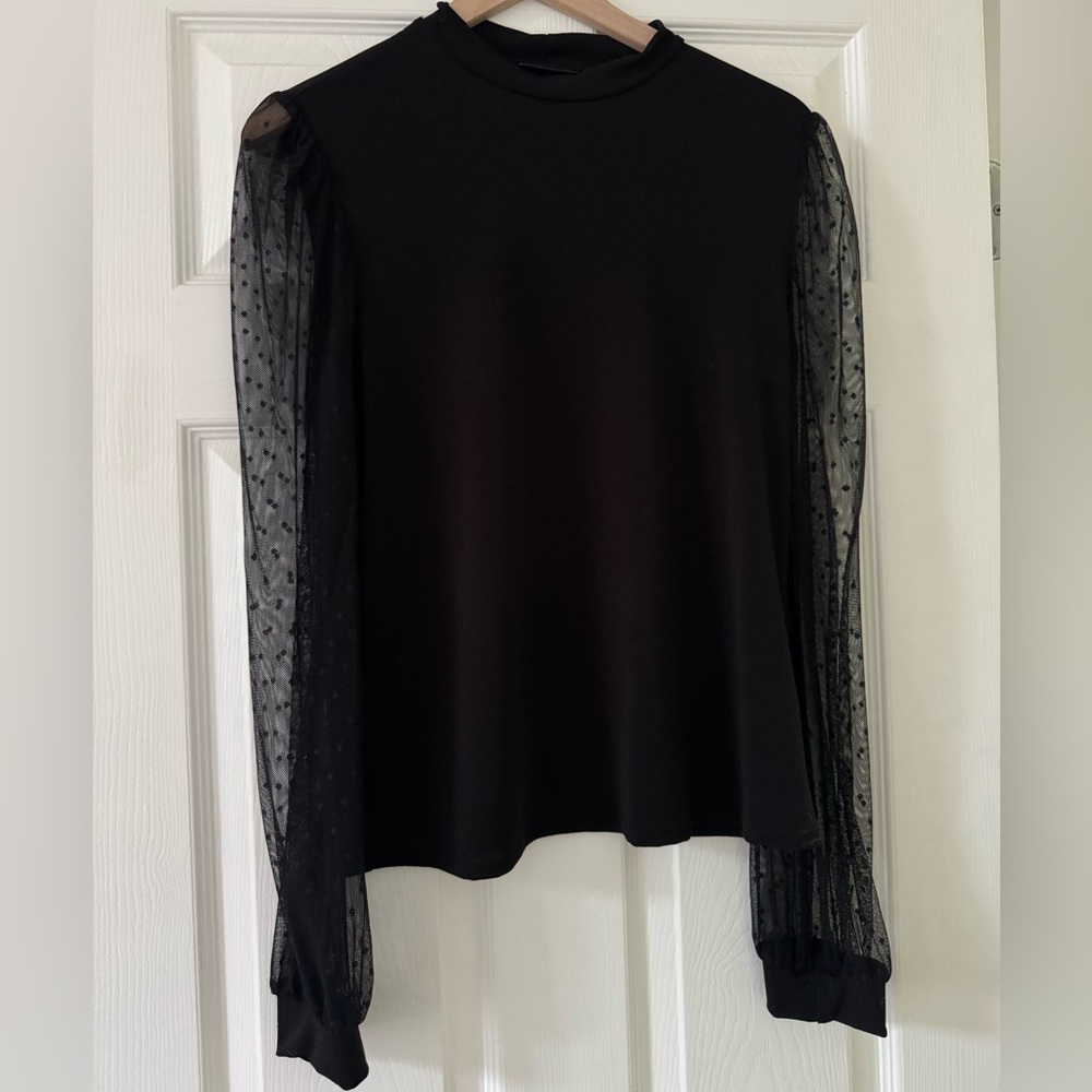 Halogen Black Sheer Sleeve Top